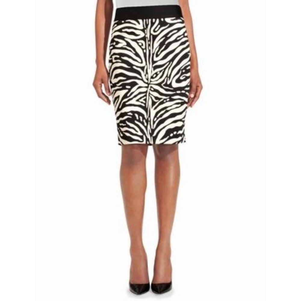 Express Zebra Print Black Ivory Pencil Skirt